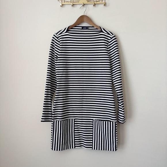 Kate Spade Saturday Striped Ponte Knit Dress Medium Black White NEW NWT - Picture 2 of 8